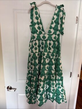 house of harlow green and white dress x REVOLVE Claire Pleated Gown